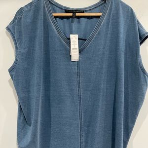 NWT WHBM Blue Sequin Blouse Size Large